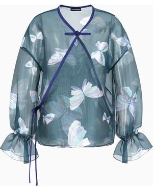 Emporio Armani Camicia Kimono - Blu