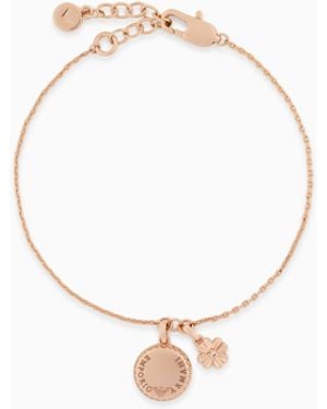 Emporio Armani Rose-Tone Brass Pendant Bracelet - White
