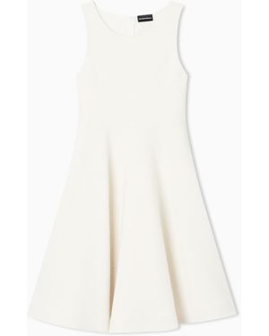 Emporio Armani Embossed Jersey Full-Skirted Dress - White