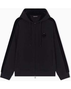 Emporio Armani Sudadera De Punto Doble Con Capucha, Cremallera, Cinta Y Parche Año Nuevo Lunar - Negro