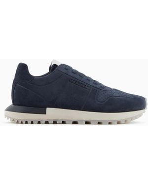 Emporio Armani Suede Trainers - Blue