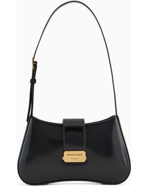 Emporio Armani Borsa A Spalla Hobo Con Fibbia Logata - Nero