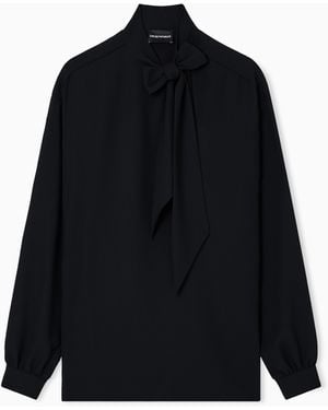 Emporio Armani Fluid Crêpe Blouse With Foulard Collar - Black