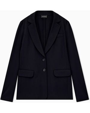 Emporio Armani Stretch Jersey Interlock Blazer Travel Essential - Blue