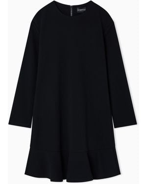 Emporio Armani Scuba Crêpe Scuba Dress With A Flounce - Black