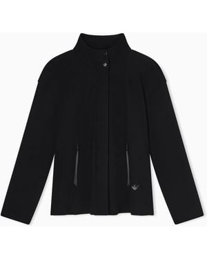 Emporio Armani Full-Zip Crêpe Jersey Blouson - Blue