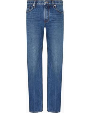 Emporio Armani J76 Straight-Fit, Stone-Washed Denim Jeans - Blue