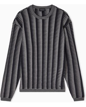 Emporio Armani Jumper With Two-Tone Jacquard Design - Black