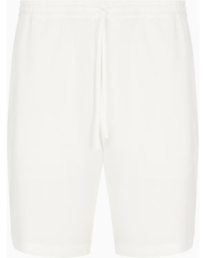 Emporio Armani Icon 3D Piqué-Effect Crêpe Jersey Bermuda Shorts - White