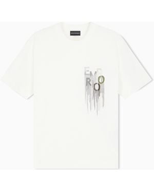 Emporio Armani Heavy Jersey T-Shirt With Embroidered Logo - White