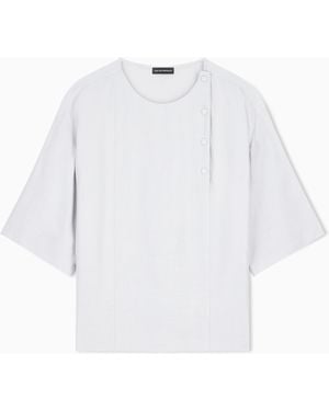 Emporio Armani Textured Fabric Blouse With Bark Effect Signature Capsule - White