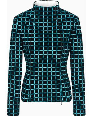 Emporio Armani Velvet Jacket With Embroidered Check Motif - Green