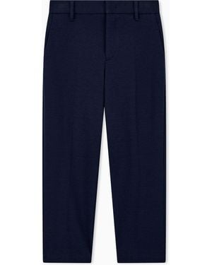 Emporio Armani Textured Jersey Pants With A Herringbone Micro-Pattern - Blue