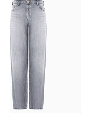 Emporio Armani J90 Cotton-Denim Carrot-Fit Jeans - Grey