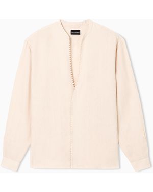 Emporio Armani Garment-Dyed Pure Linen Shirt - Natural