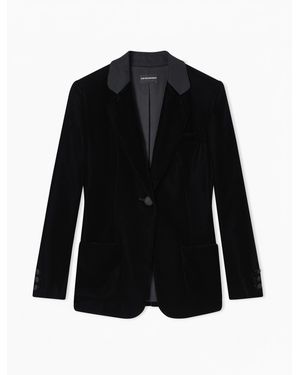 Emporio Armani Einreihiger Blazer Aus Samt - Schwarz