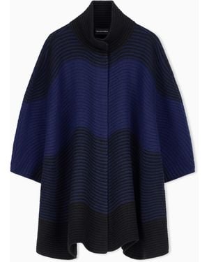 Emporio Armani High Neck Cape - Blue