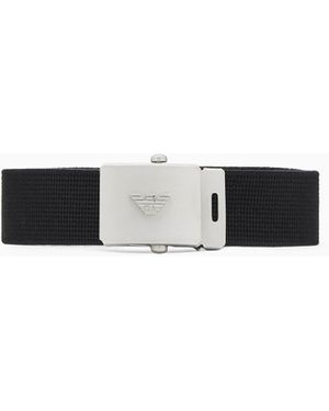 Emporio Armani Eagle Club Capsule Collection Webbing Belt With Buckle - White