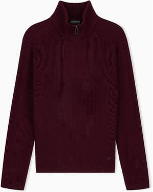 Emporio Armani Maglione Con Zip Parziale - Viola