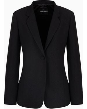 Emporio Armani Single-Breasted Lurex Crêpe Blazer - Black