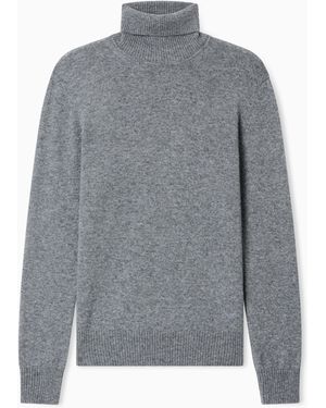 Emporio Armani Plain-Knit Pure Cashmere Rollneck Jumper - Grey