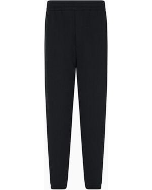 Emporio Armani Asv Lyocell-Blend Jacquard Jersey Pants - Black