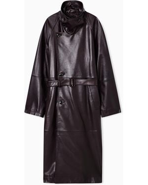 Emporio Armani Trenchcoat Aus Plongé-Lammnappaleder - Braun