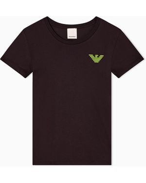 Emporio Armani New York Capsule Collection Jersey T-Shirt With Oversized Print - Black