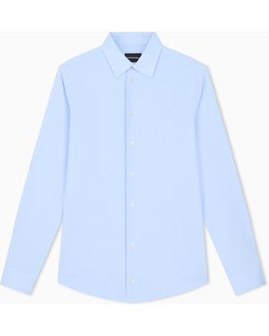 Emporio Armani Modal-Blend Jersey Shirt Signature Capsule - Blue