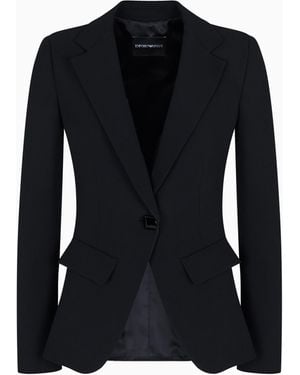 Emporio Armani Single-Breasted Cady Crêpe Blazer - Black