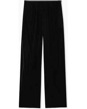 Emporio Armani Pantalon Palazzo En Velours - Noir