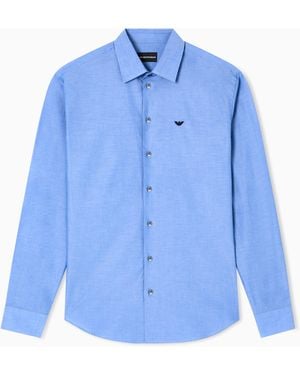 Emporio Armani Cotton Chambray Shirt - Blue
