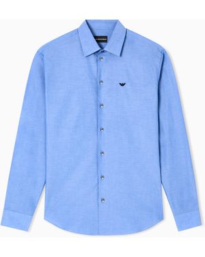 Emporio Armani Cotton Chambray Shirt - Blue