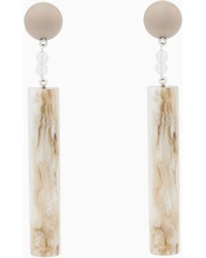 Emporio Armani Maxi Orecchini Pendenti Con Barra - Bianco