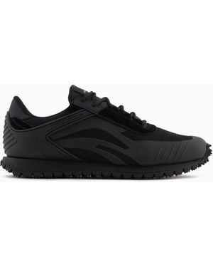 Emporio Armani Sneakers With Mesh Details - Black