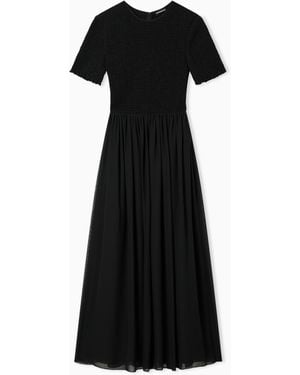 Emporio Armani Short-Sleeved Long Dress - Black