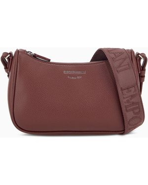 Emporio Armani Pebbled Shoulder Bag With A Zip Closure And Adjustable Strap - Purple