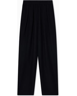 Emporio Armani Pantalon En Cady Technique À Taille Élastique - Noir