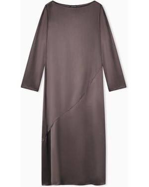 Emporio Armani Viscose Twill Midi Dress - Brown