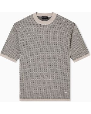 Emporio Armani Virgin-Wool Sweater With Two-Tone Jacquard Micro Motif - Gray