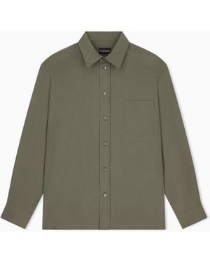 Emporio Armani Viscose Long-Sleeve Shirt With A Chest Pocket - Green