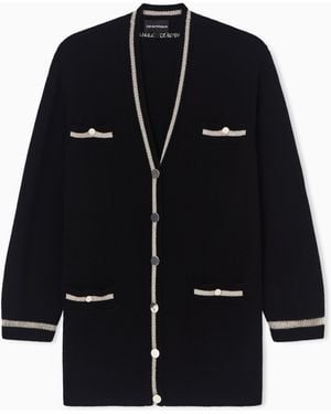 Emporio Armani Lunar New Year Wool And Cashmere Blend Cardigan - Black