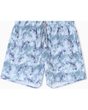 Emporio Armani Costume Shorts Stampa Sea Animals - Blu