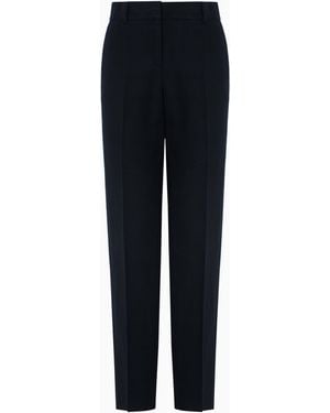 Emporio Armani Linen-Blend Pants With Pleats - Blue