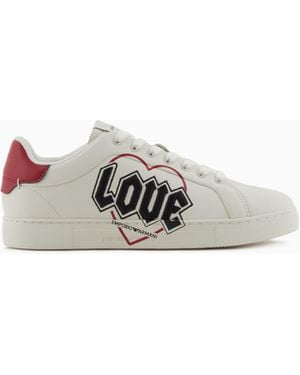 Emporio Armani Leder-Sneaker Aus Der Sonderkollektion Zum Valentinstag - Weiß