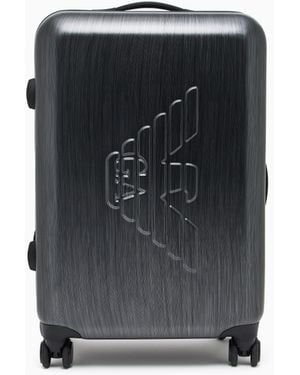 Emporio Armani Abs Medium Trolley Suitcase With Oversized, Embossed Eagle - Black