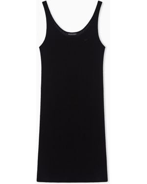 Emporio Armani Linen-Blend Knit Loungewear Dress - Black