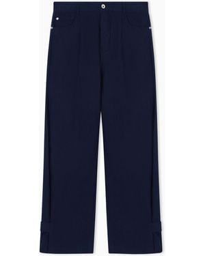 Emporio Armani J4E Relaxed-Fit Linen Trousers - Blue