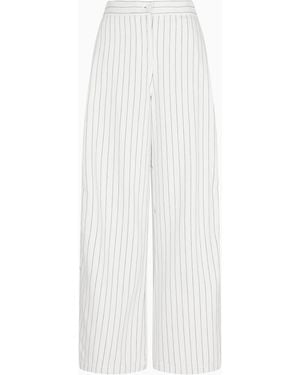 Emporio Armani Garment-Dyed Bull Pants - White