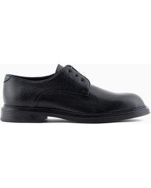 Emporio Armani Pebbled Leather Derby Shoes - Black